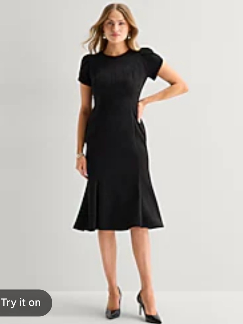 Marc New York Black Short-Sleeve Midi SCOOP Dress - Classic Fit size 18 NWT